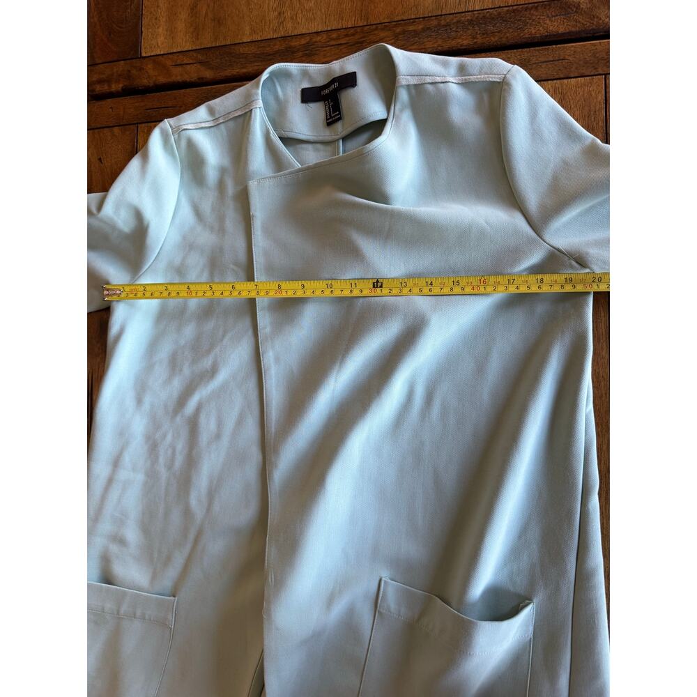 Mint Green Waterfall Trench Jacket Roll Tab Sleeves Size S - Picture 7 of 9